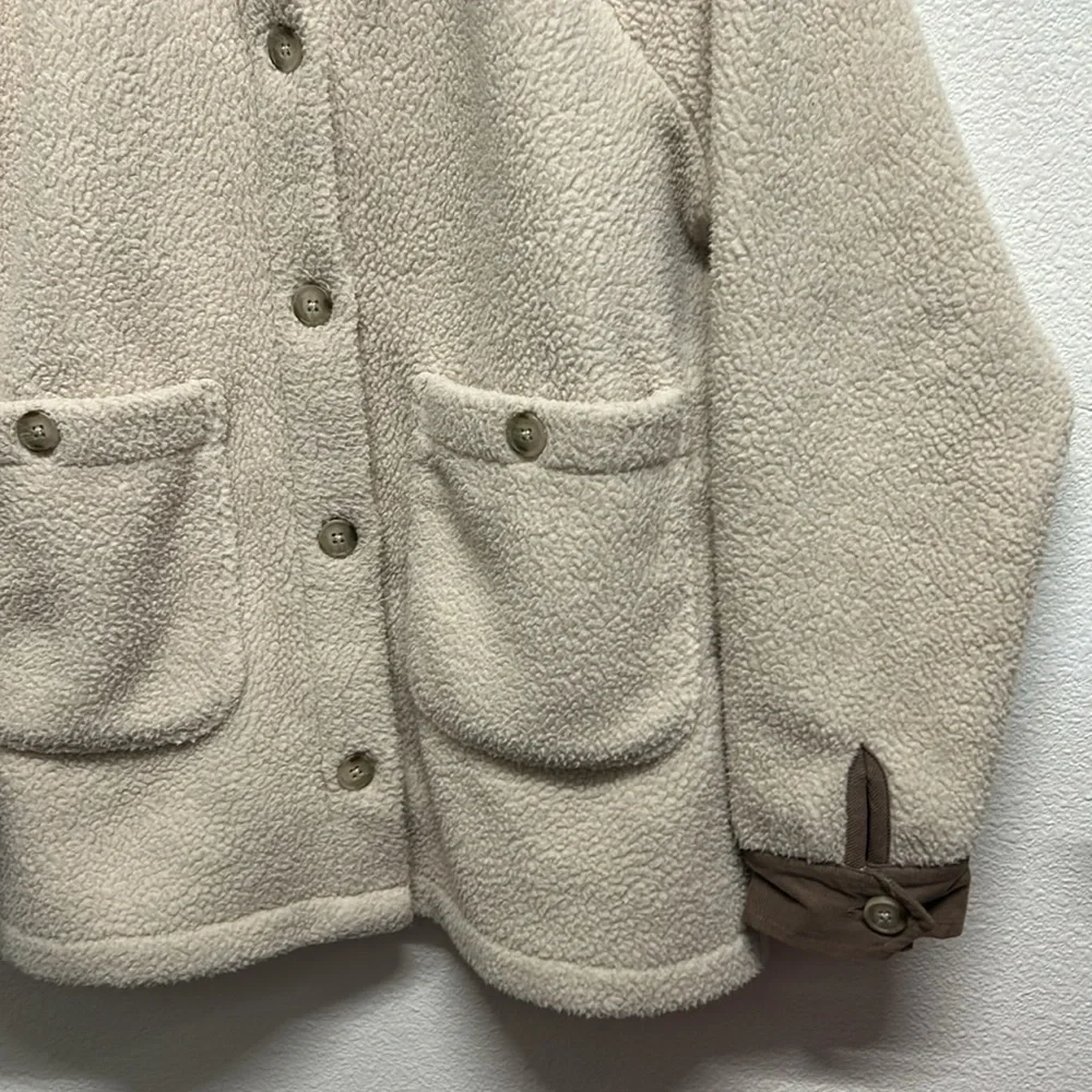 Madewell Corduroy-Trimmed (Re)sourced Sherpa Terry Chore Coat Large Brown Beige - Picture 9 of 16